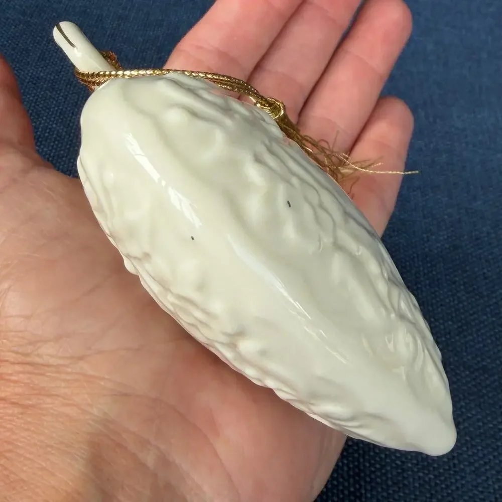 Lenox 1997 Annual Christmas Ornament Porcelain Heart Embossed Gold Tassel Puffy